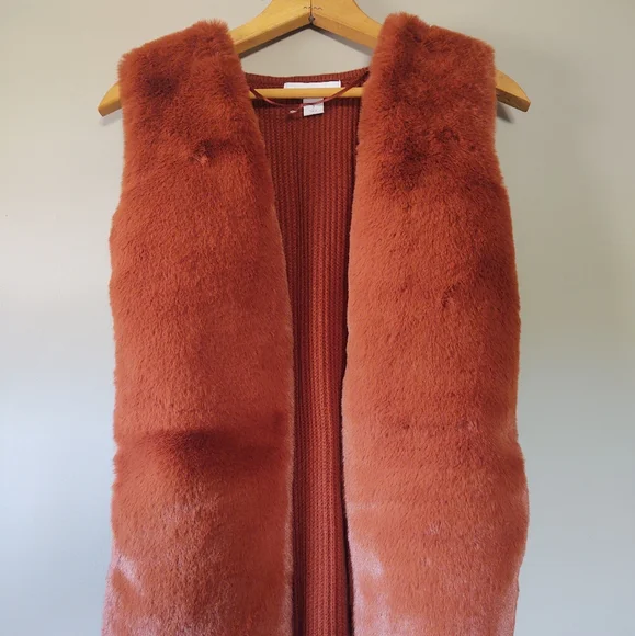 New! Faux-FuR✴️VEST~ Cinnamon-Brown  Size: S by Liz Claiborne - Picture 6 of 6